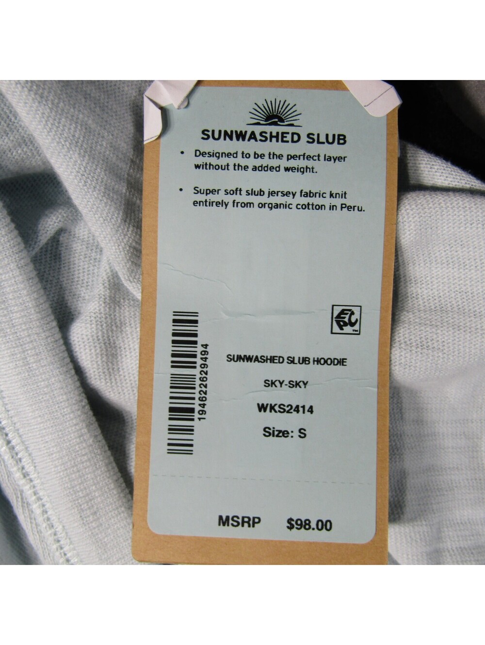 NWT Faherty Sunwashed Slub Hoodie Woman's S Sky-Sky - Picture 3 of 7